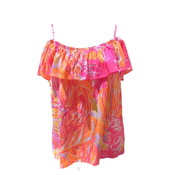 Lilly Pulitzer Tops - Lilly Pulitzer Sun Splashed Tamiami Flouncy Cold Shoulder Tank Top